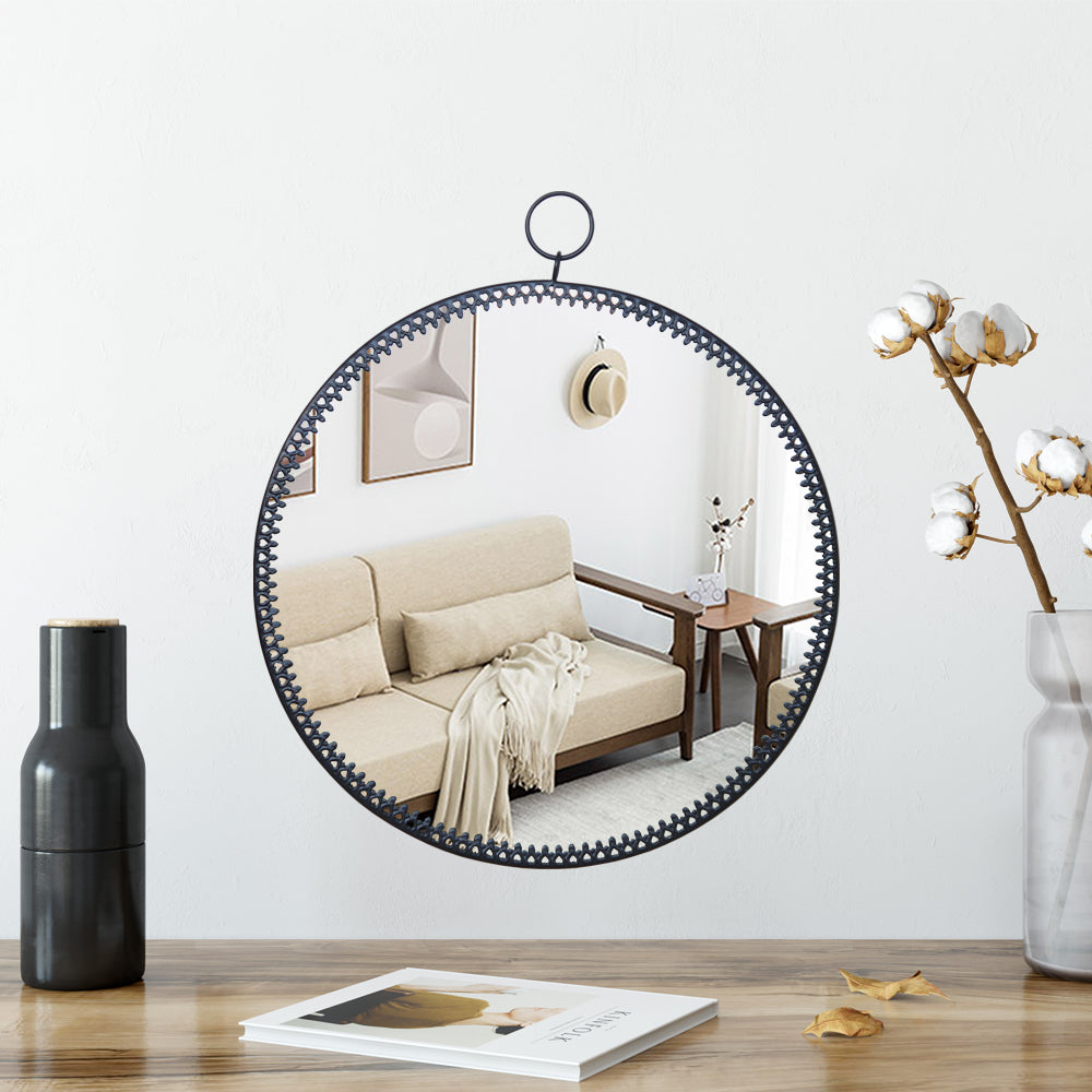 Decorative Wall Mirror with Lace Egde (Black)