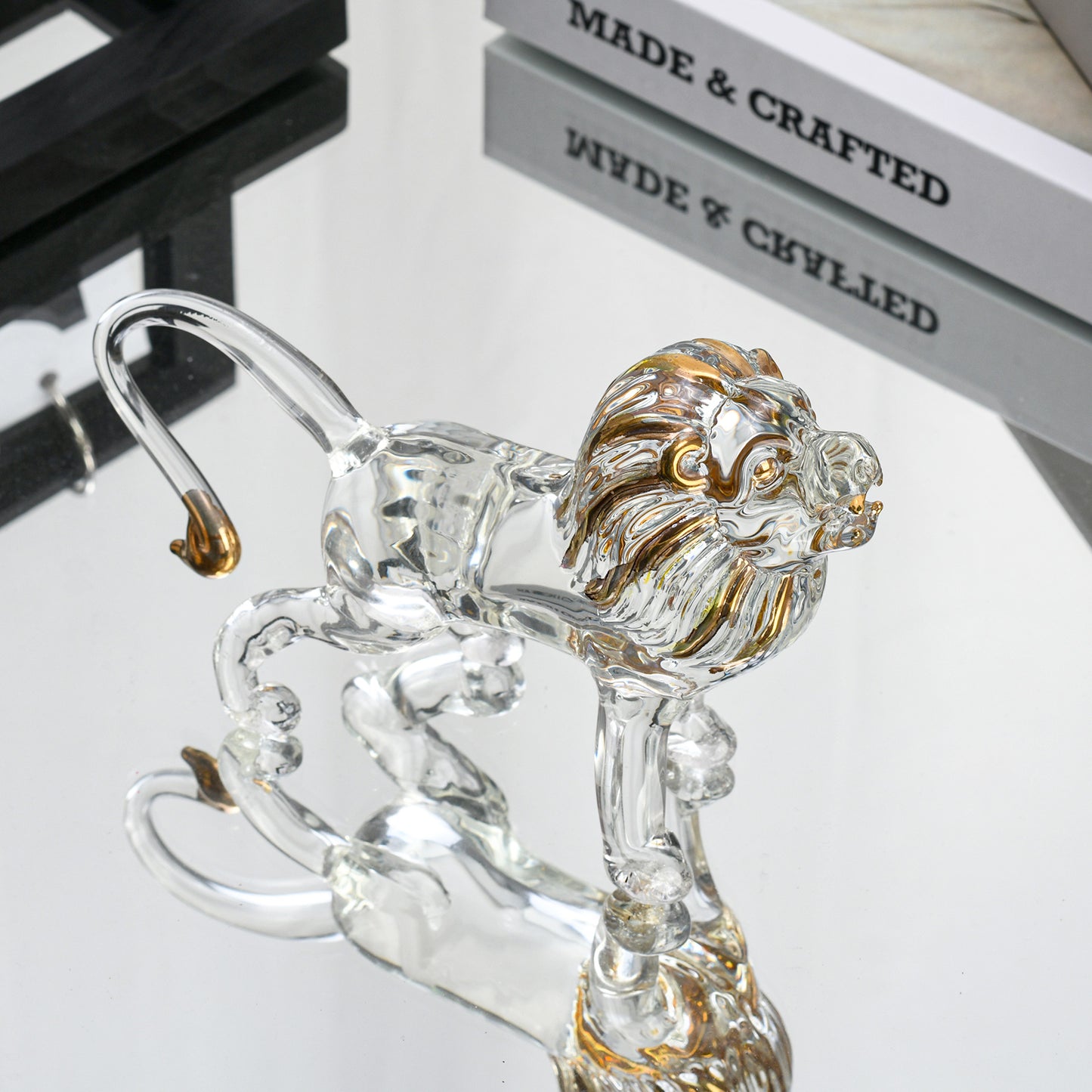 Crystal Gilt Lion Figurine