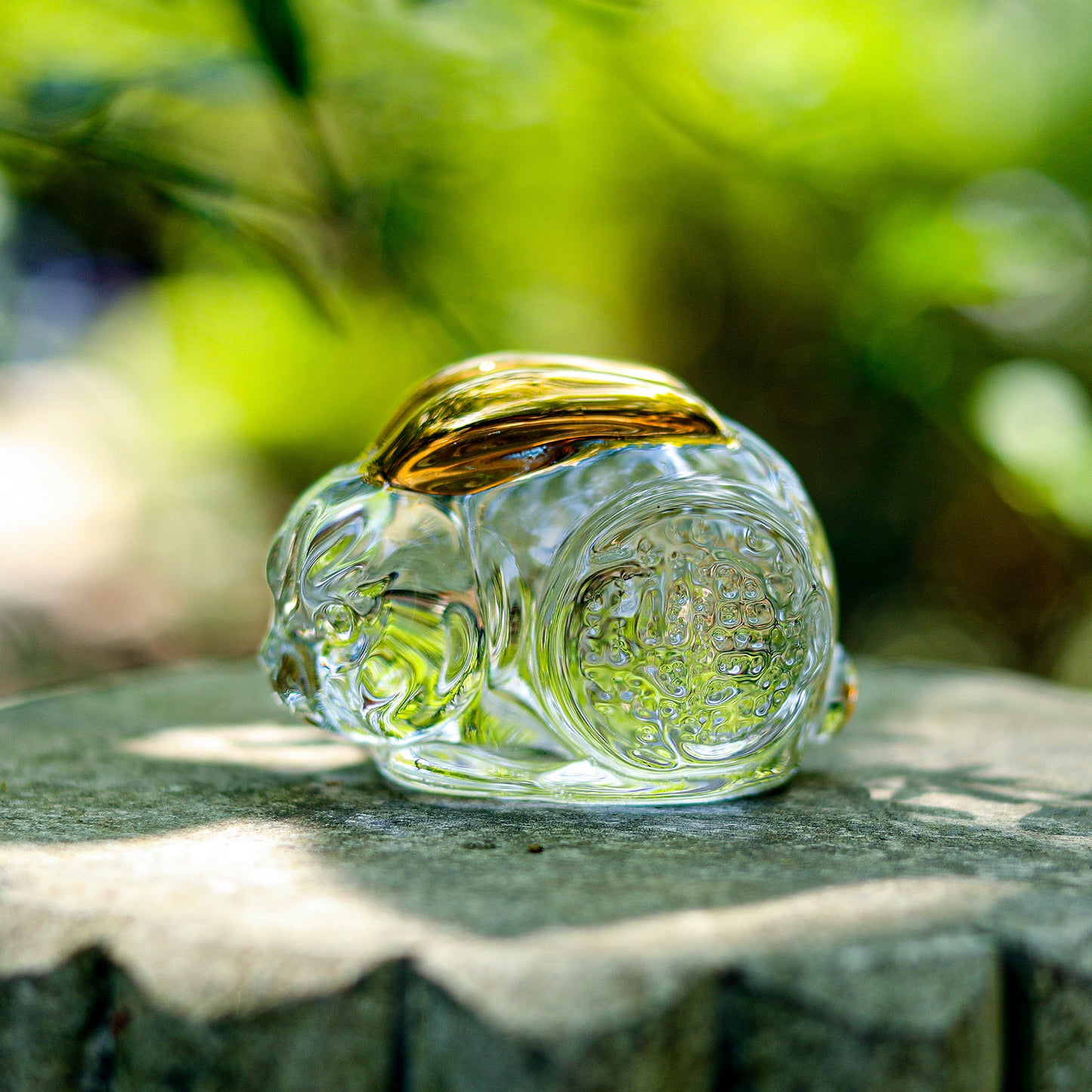 Crystal Rabbit Figurine with Golden Ears