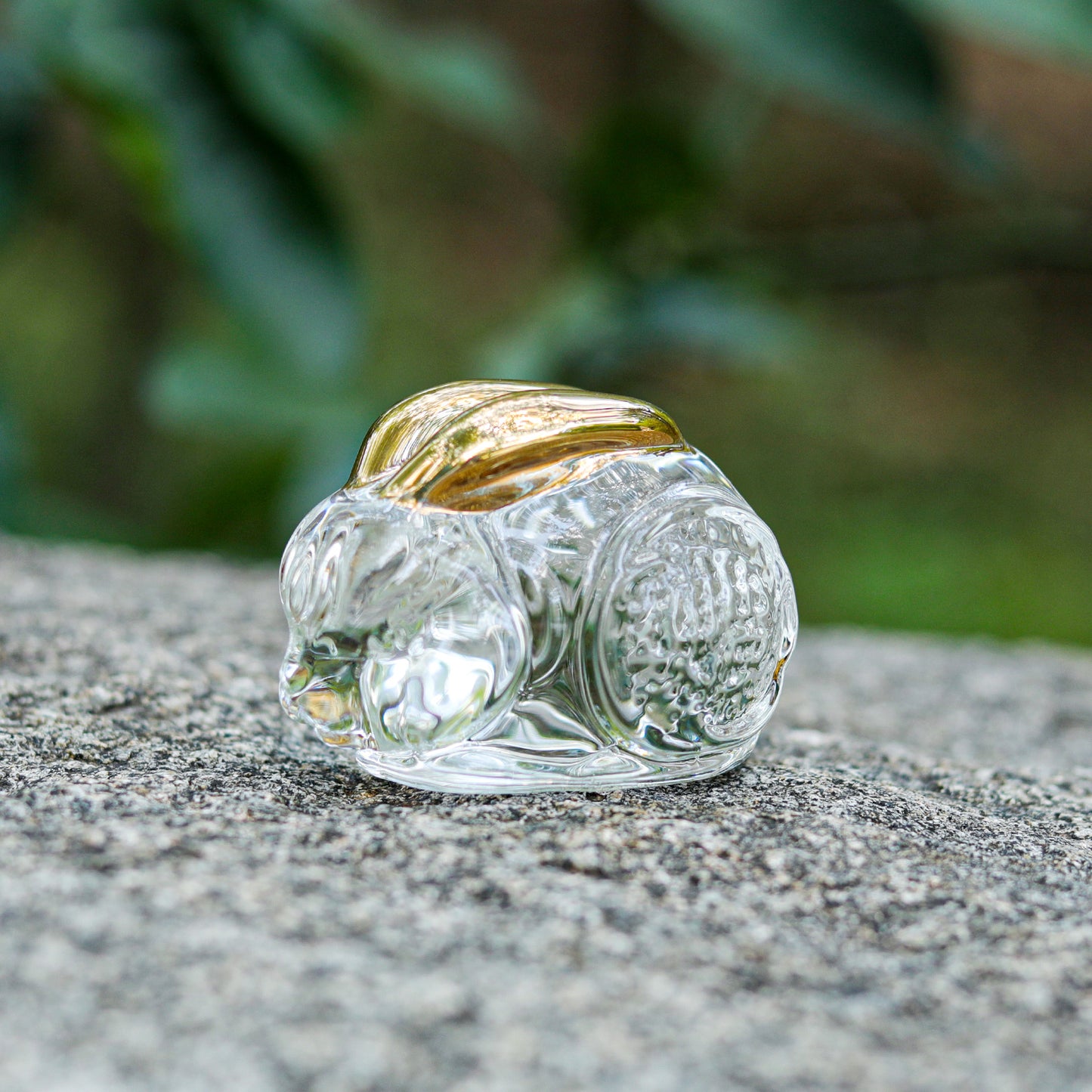 Crystal Rabbit Figurine with Golden Ears