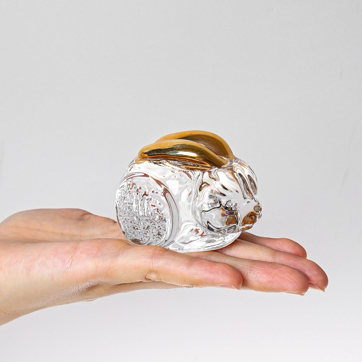 Crystal Rabbit Figurine with Golden Ears