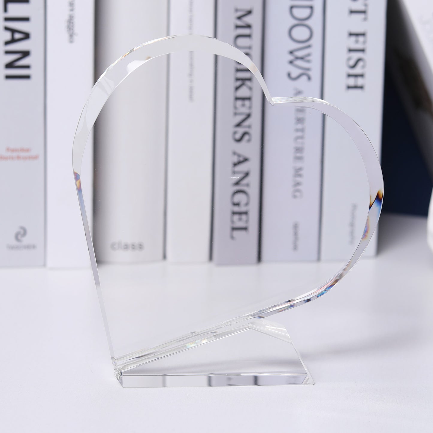 Longwin Heart-shaped Crystal Medal with Base