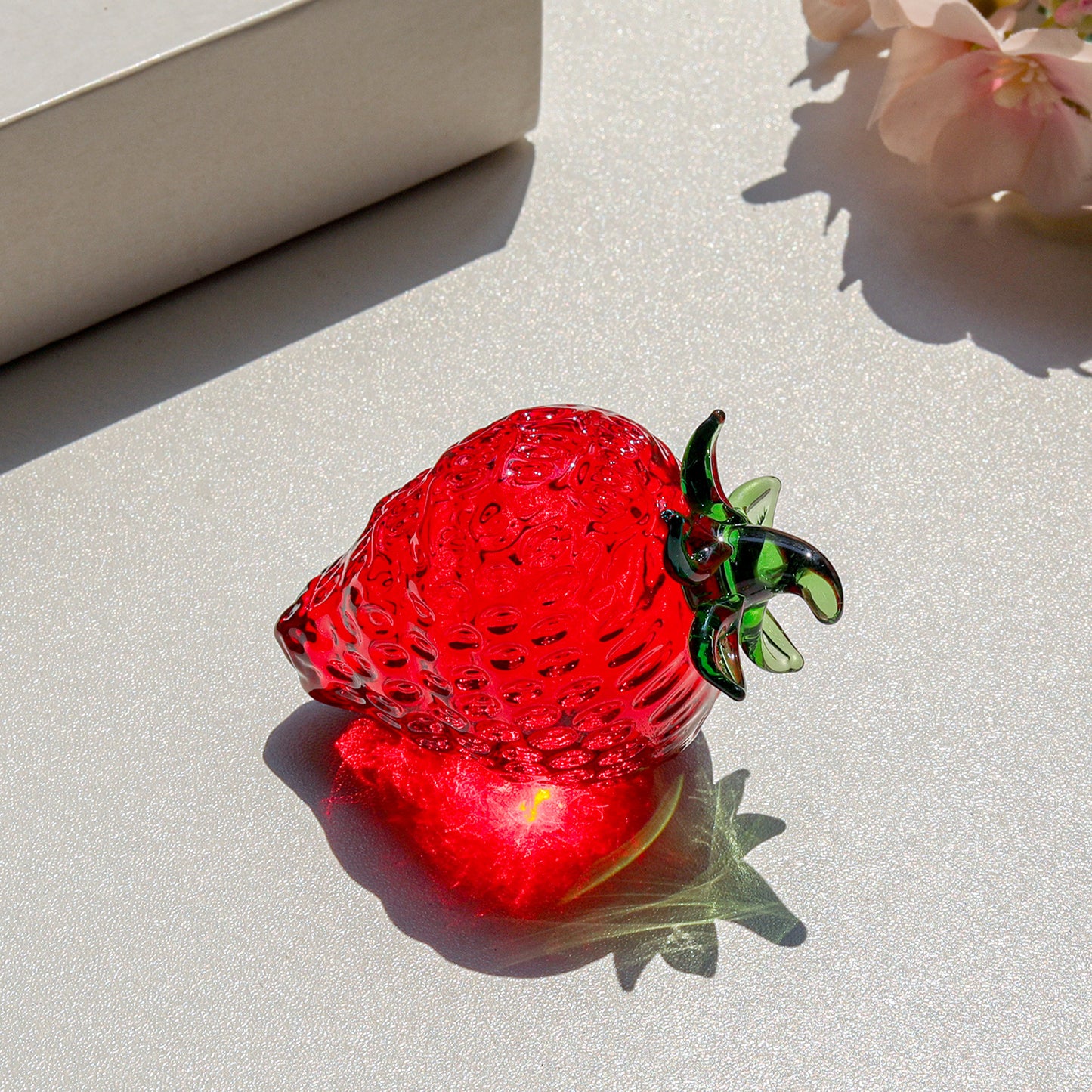 Crystal Mini Strawberry Figurine Paperweight