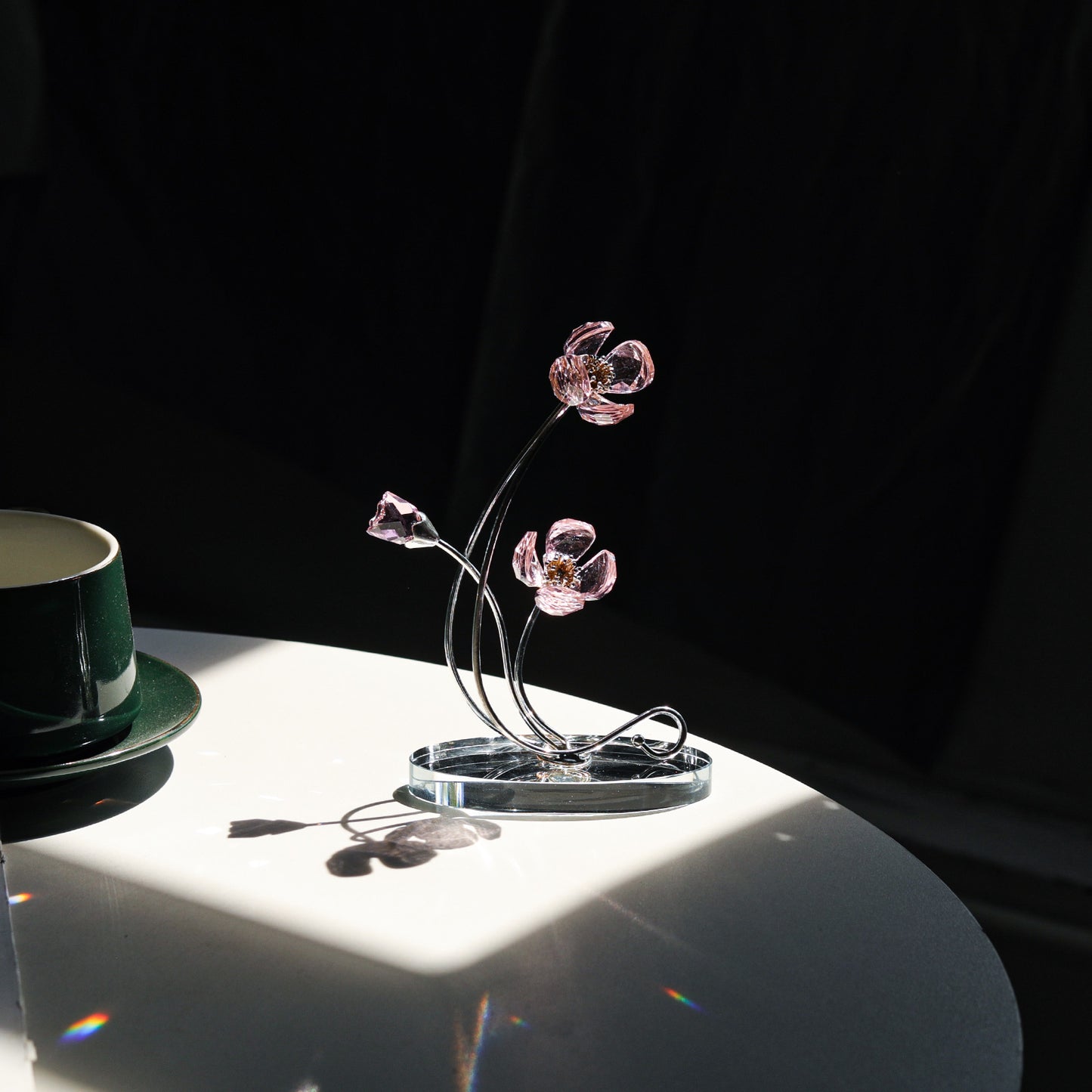 Crystal Violet Flower Figurine for Home Decor