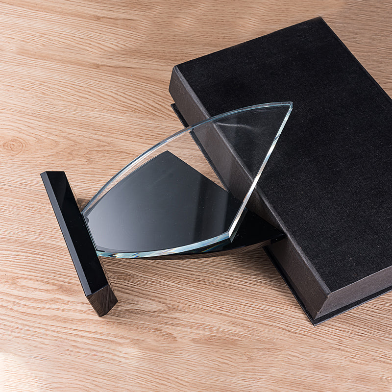 lSTA02003B-21 Longwin Tulip Crystal Trophy with Black Base