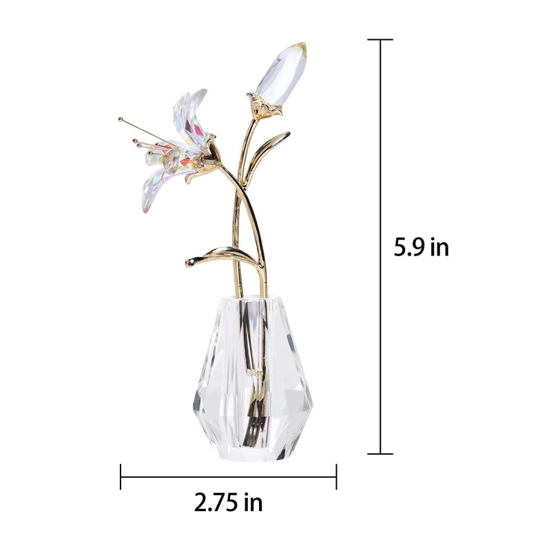 AB Color Crystal Lily Flower with Vase for Home Decoration