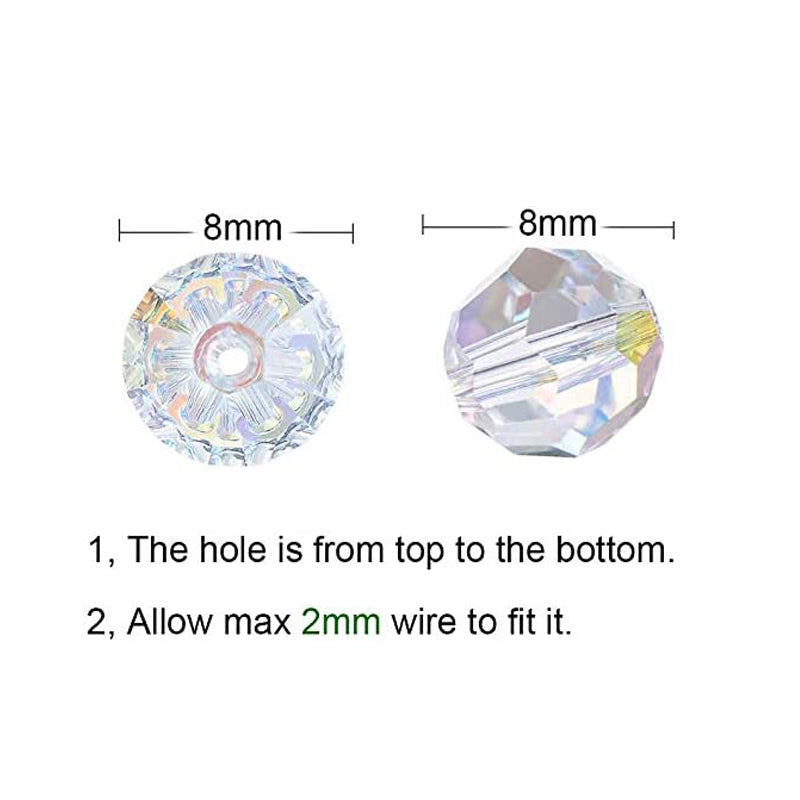 8mm AB Crystal Round Beads for Jewelry Making (84 pcs)
