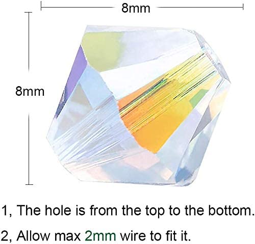 8mm AB Crystal Bicone Beads with Vertical Hole (84 pcs)