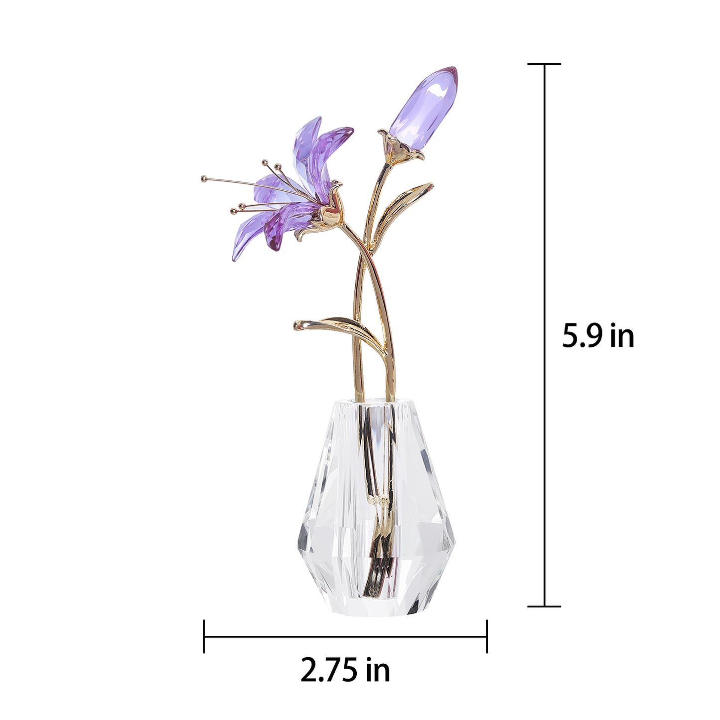 AB Color Crystal Lily Flower with Vase for Home Decoration