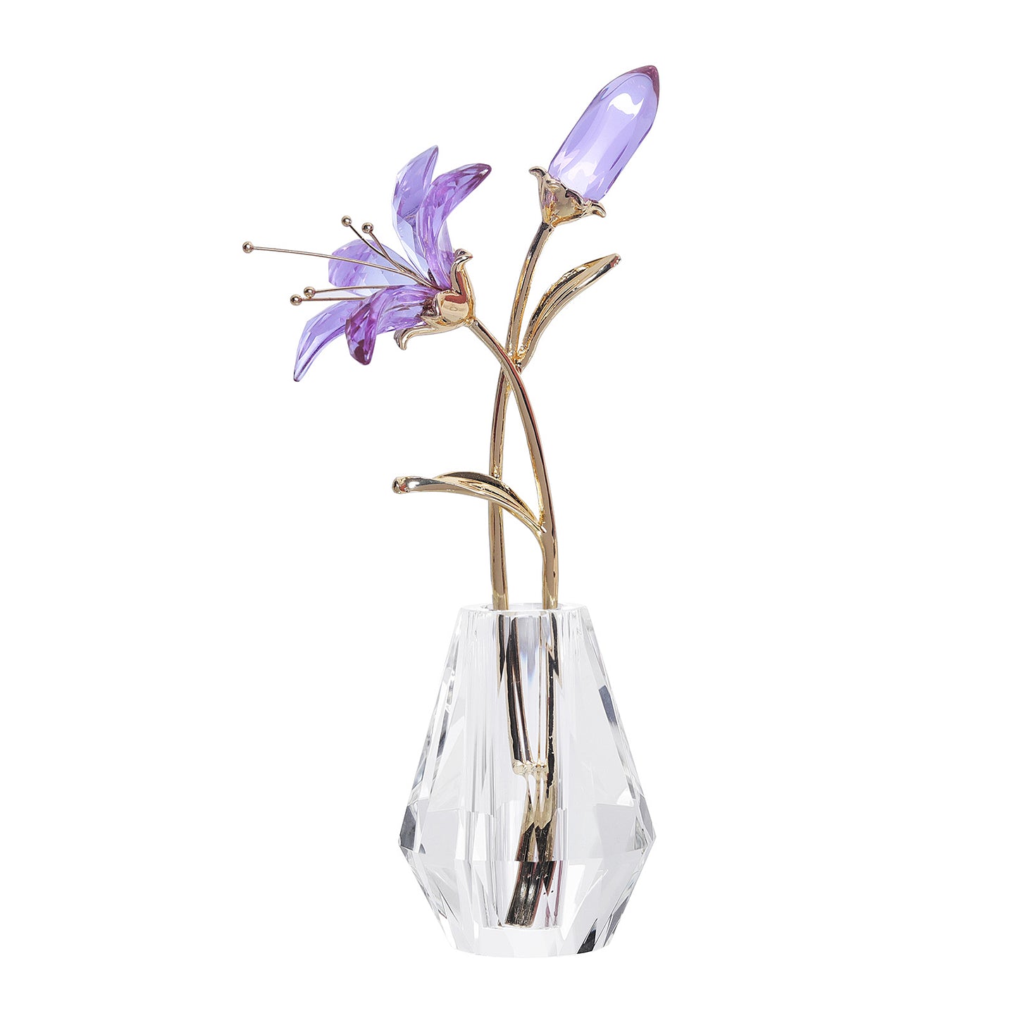 AB Color Crystal Lily Flower with Vase for Home Decoration