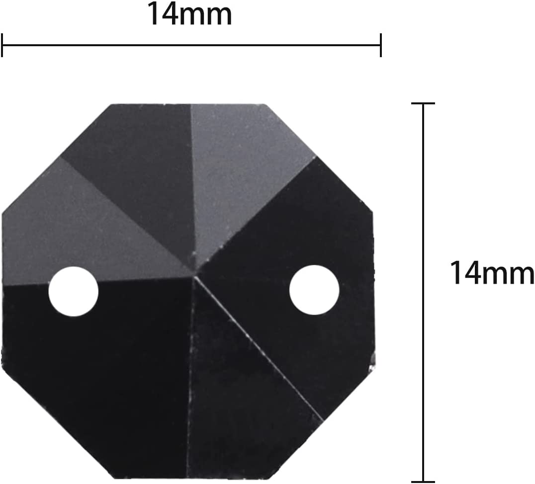Black Glass Octagon Beads for Chandelier (100 pcs)