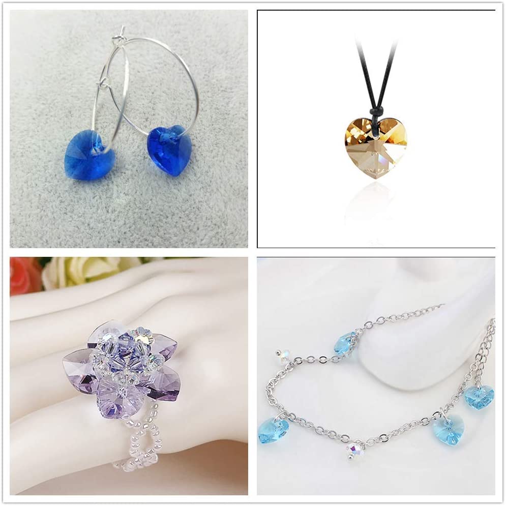 Colorful Heart Shaped Beads for Jewelry Making (100 pcs)