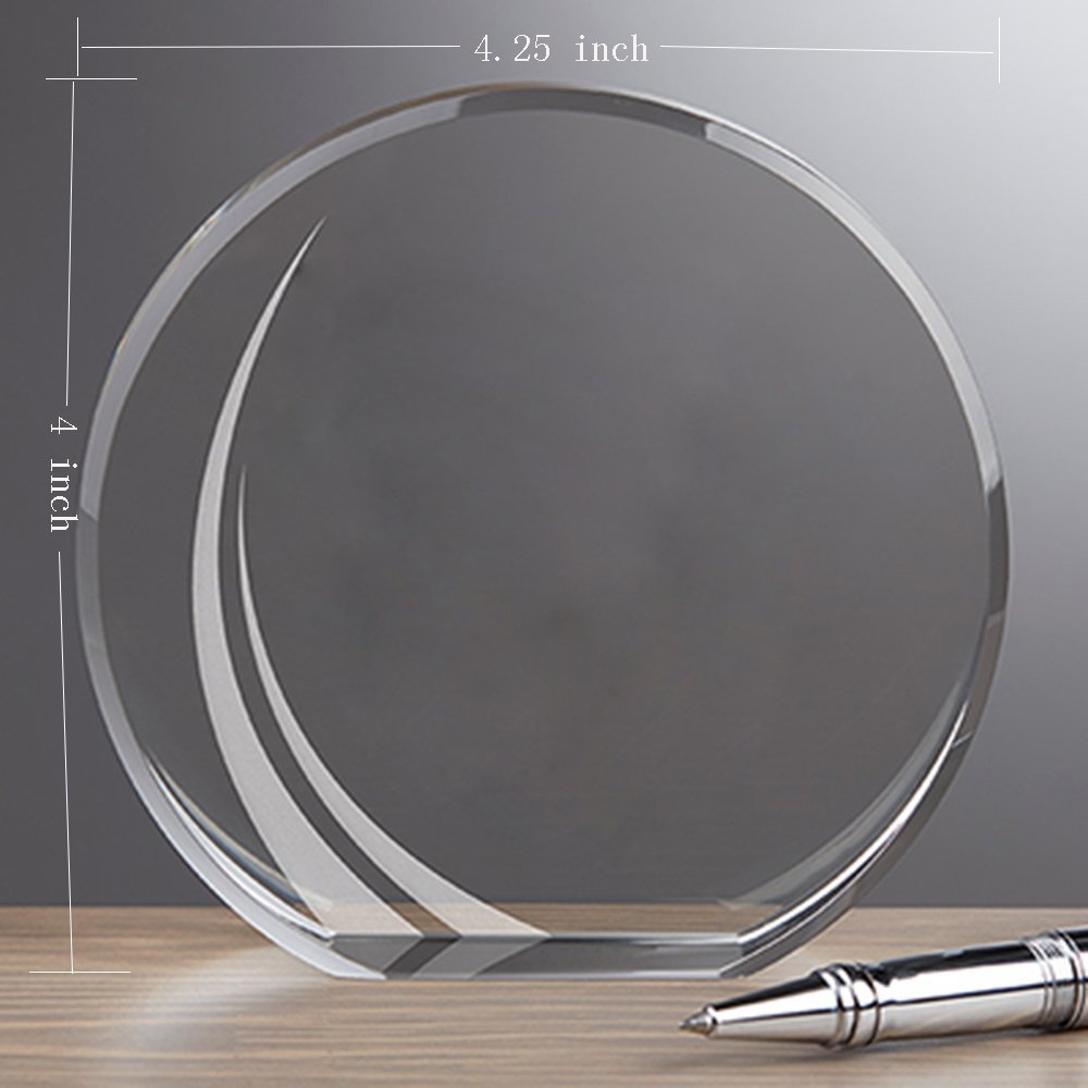 LSCAM004 Longwin Circle Crystal Award with Frosted Pattern