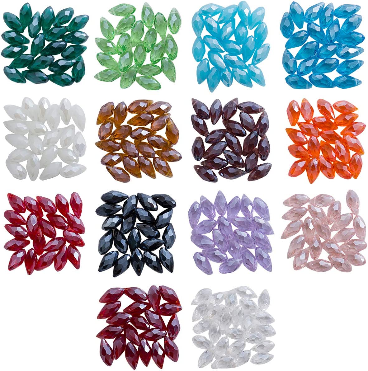 6x12mm Crystal Teardrop Shaped Beads for DIY Beading Projects (280 pcs)