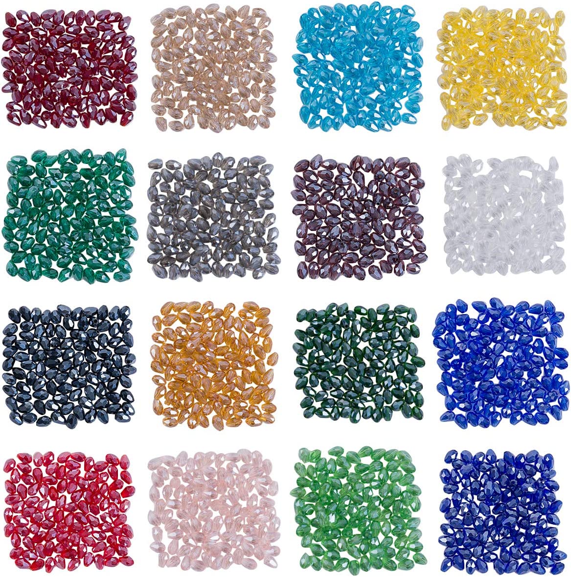 4x6mm Crystal Teardrop Shaped Beads for DIY Beading Projects (1600 pcs)