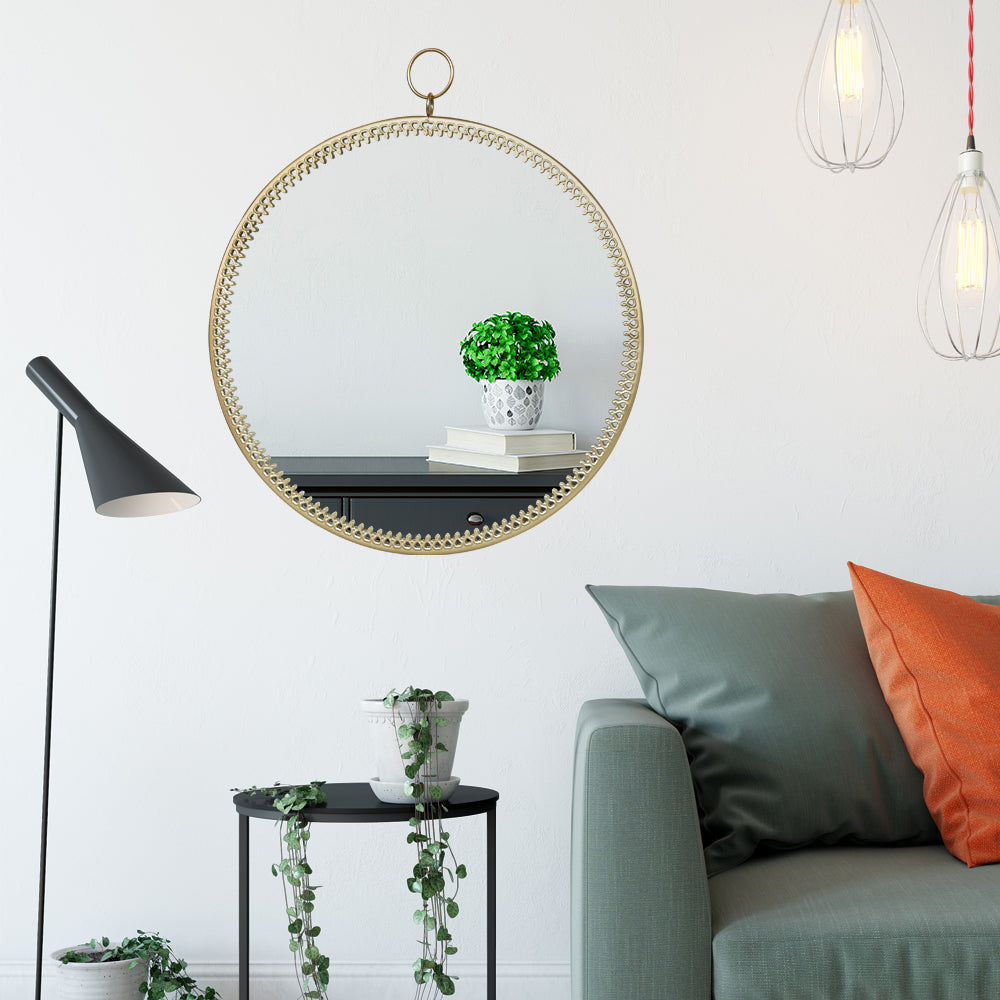 Decorative Wall Mirror with Lace Edge (Gold)