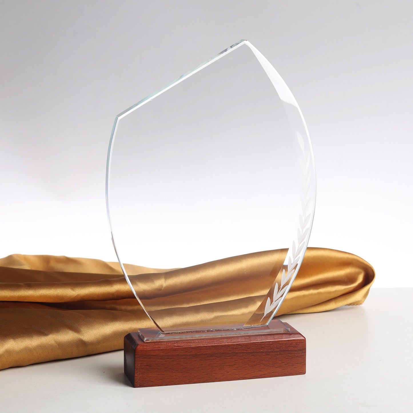 JNCT-192 Longwin Honor Crystal Trophy with Wooden Base