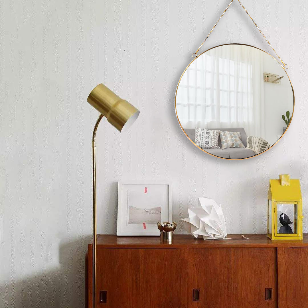 Gold Geometric Mirror with Chain for Home Decoration