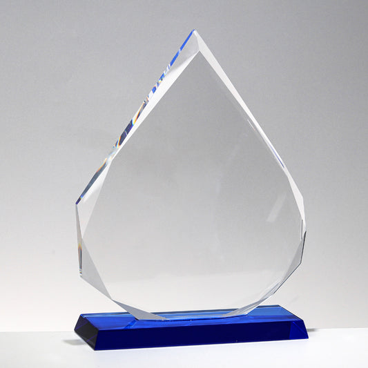 JNGA-295 Longwin Diamond Shaped Crystal Trophy with Blue Base