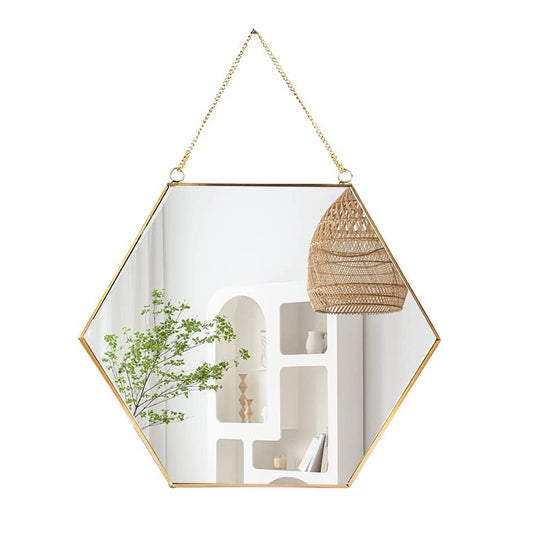 Decorative Hanging Wall Hexagon Mirror Decor with Chain