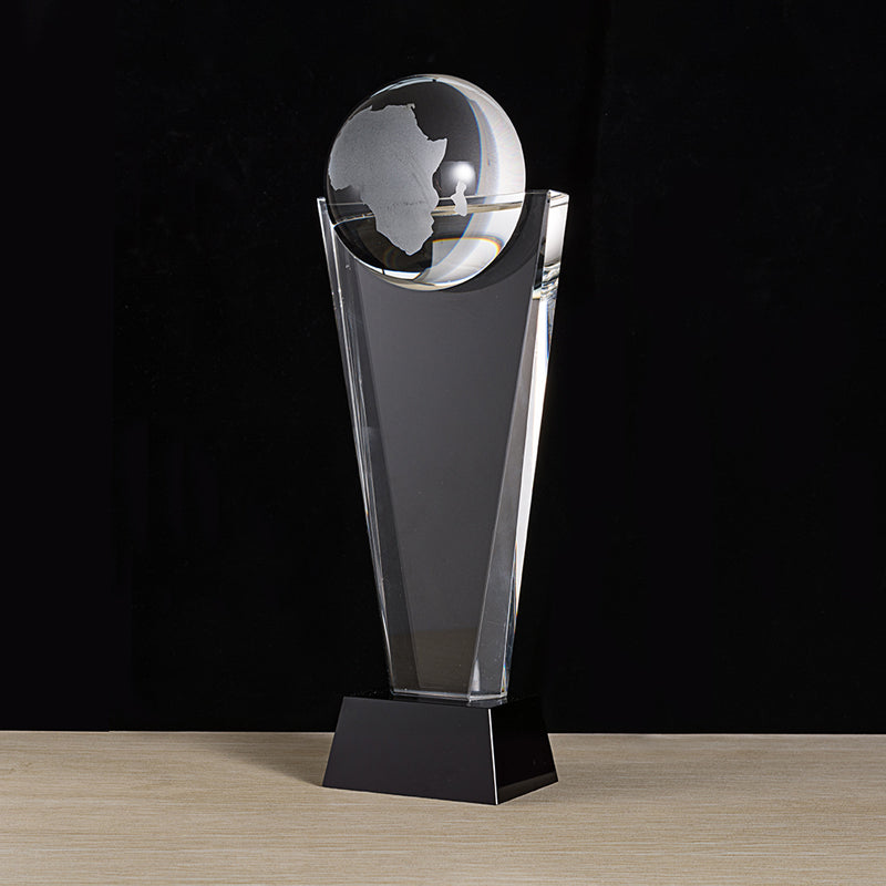 LSTA010062A-31 Longwin Half Globe Crystal Trophy with Black Base