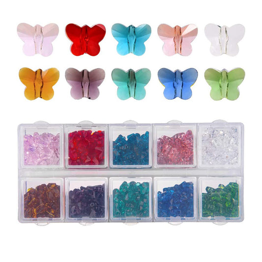 8mm Glass Butterfly Beads for Jewelry Making (400 pcs)