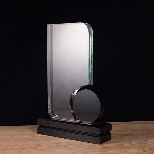 LSTA040042B-27 Longwin Rectangle Crystal Trophy with a Circle