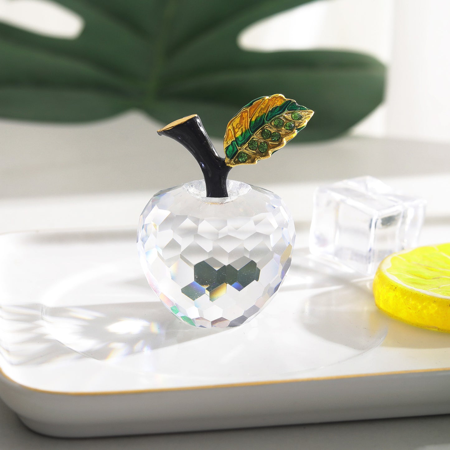 40mm Red Crystal Apple Figurine Paperweight