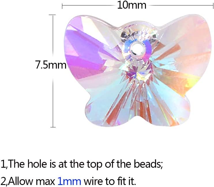 10mm AB Color Butterfly Crystal Beads with Top Drilled Hole (60 pcs)