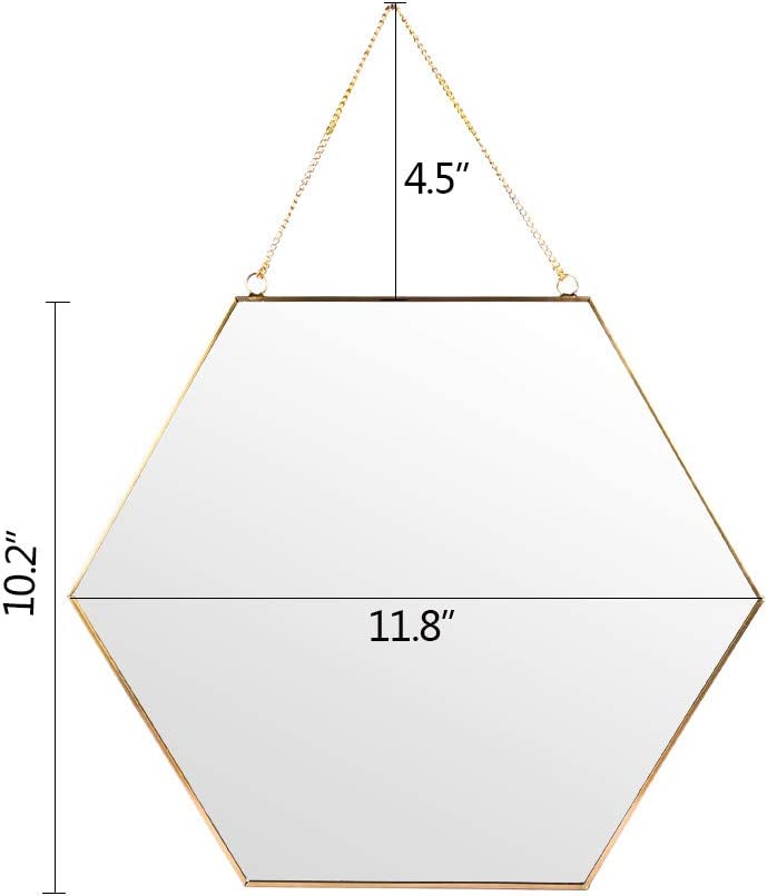 Decorative Hanging Wall Hexagon Mirror Decor with Chain