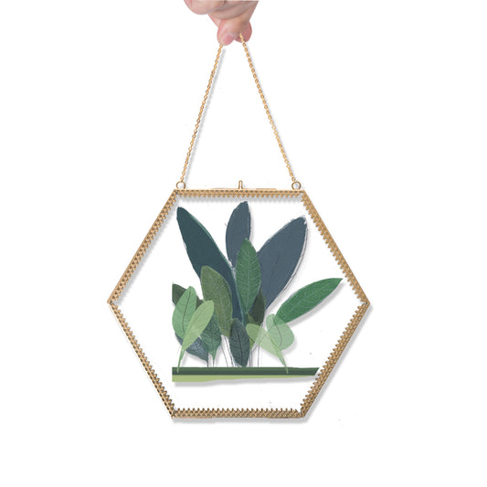 9" Wall Hanging Hexagon Shaped Double Side Photo Frame