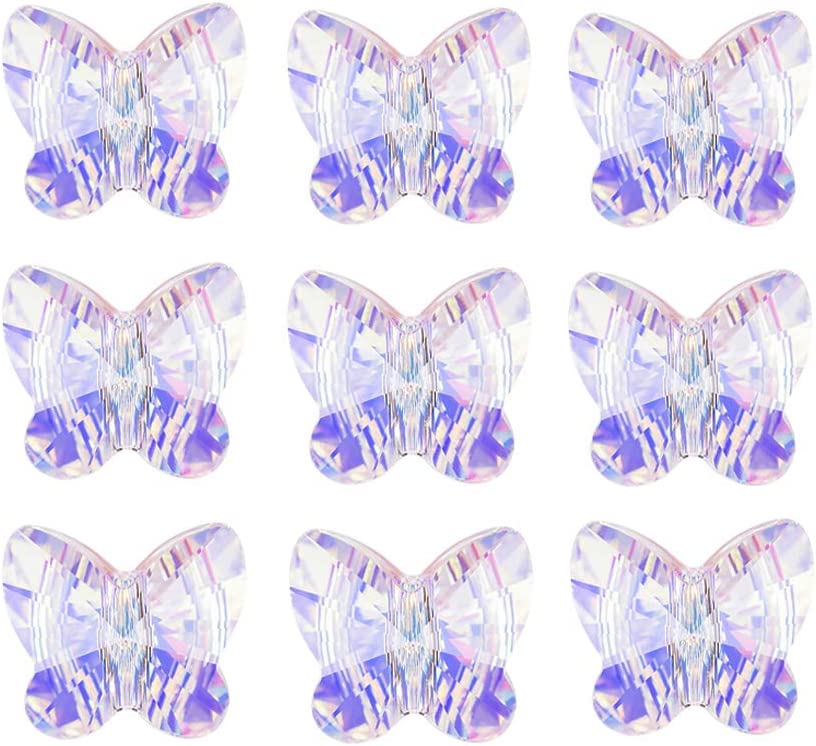 10mm AB Color Butterfly Crystal Beads with Vertical Hole (60 pcs)