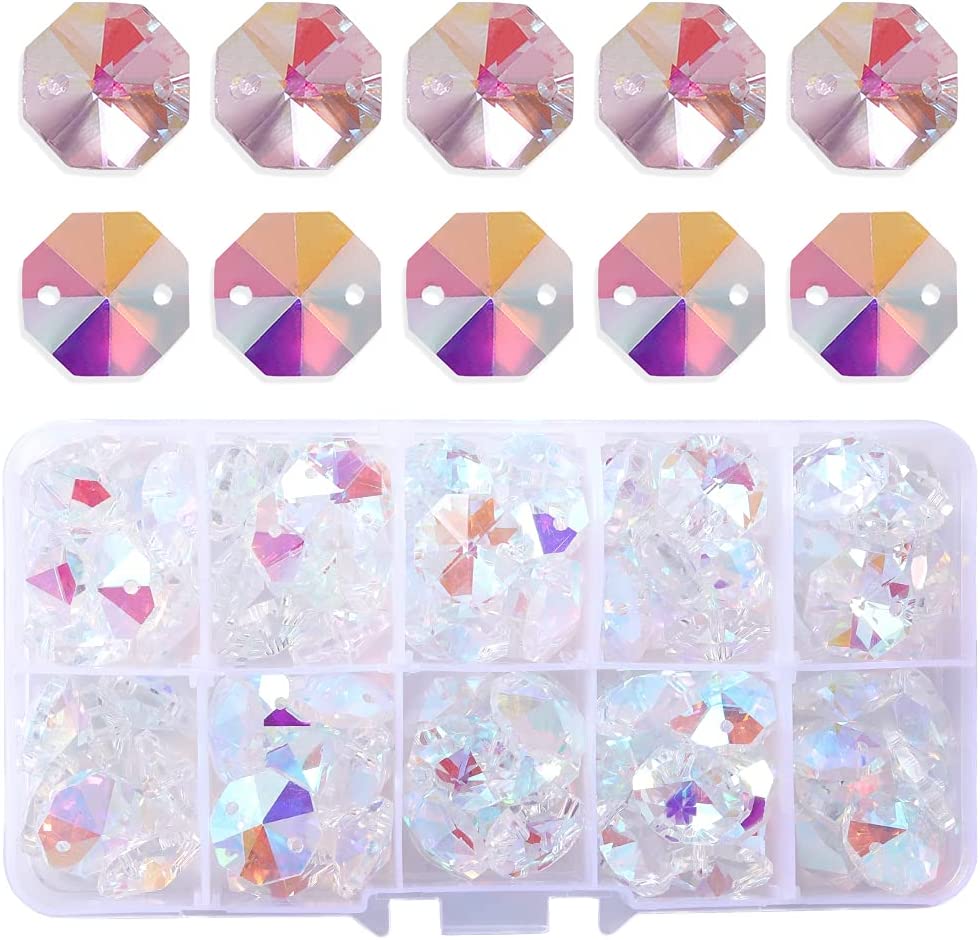 AB Color Glass Octagon Beads for Chandelier (100 pcs)