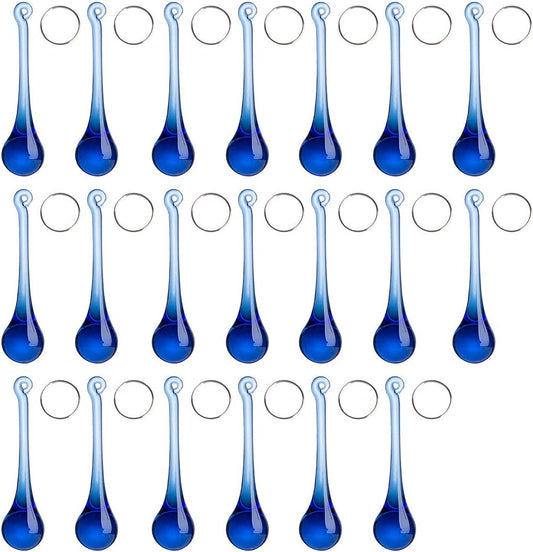 Blue Crystal Teardrop Shaped Pendant Ornaments for Chandelier (20 pcs)