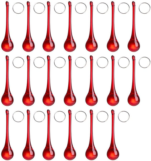 Red Crystal Teardrop Shaped Pendant Ornaments for Chandelier (20 pcs)