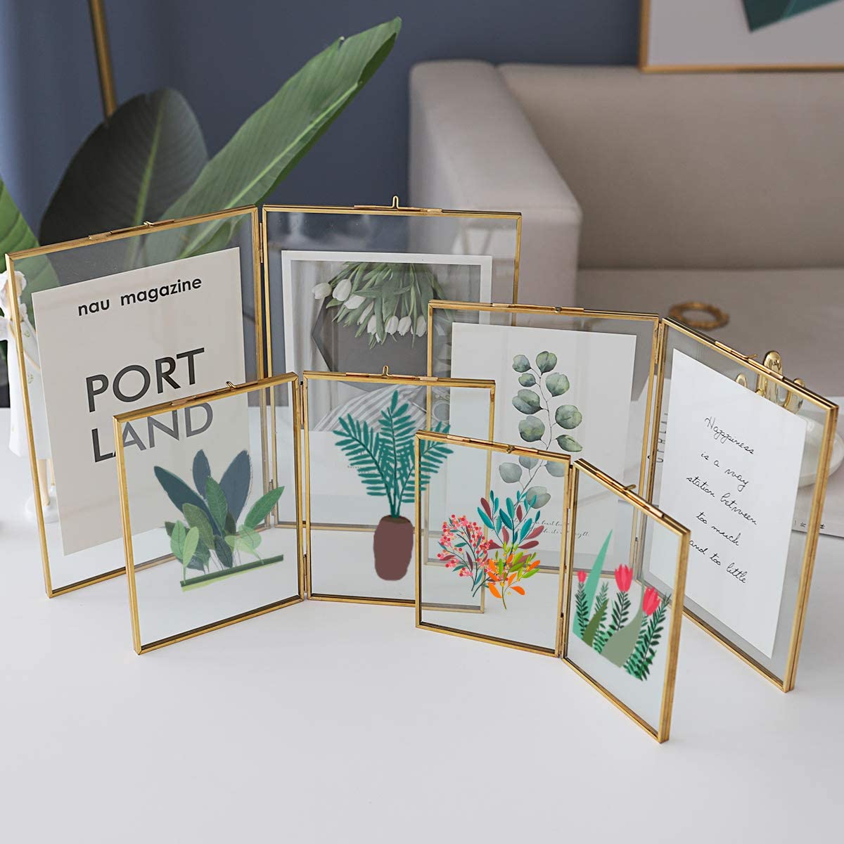 4"x6" Double Folding Gold Brass Photo Frame