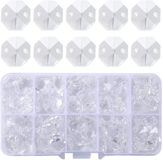 Clear Glass Octagon Beads for Chandelier (100 pcs)