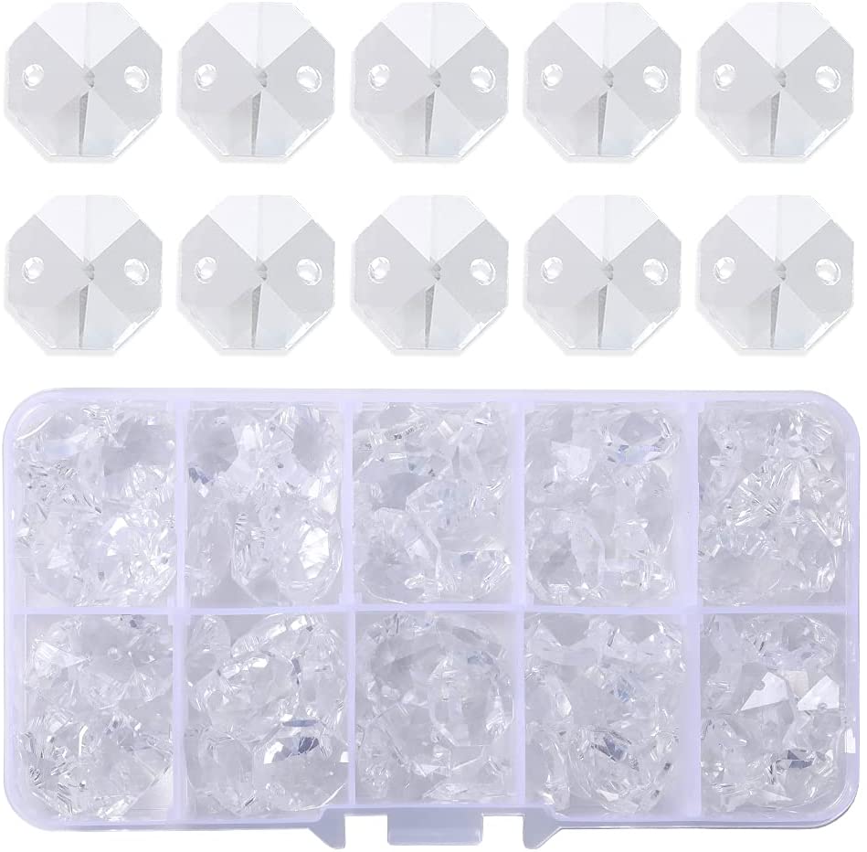 Clear Glass Octagon Beads for Chandelier (100 pcs)