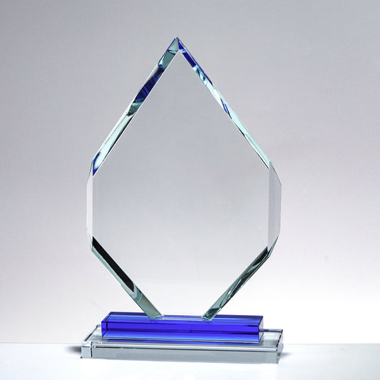 JGC-113 Longwin Crystal Trophy with Layered Blue Accent Base