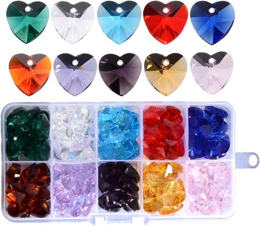 Colorful Heart Shaped Beads for Jewelry Making (100 pcs)