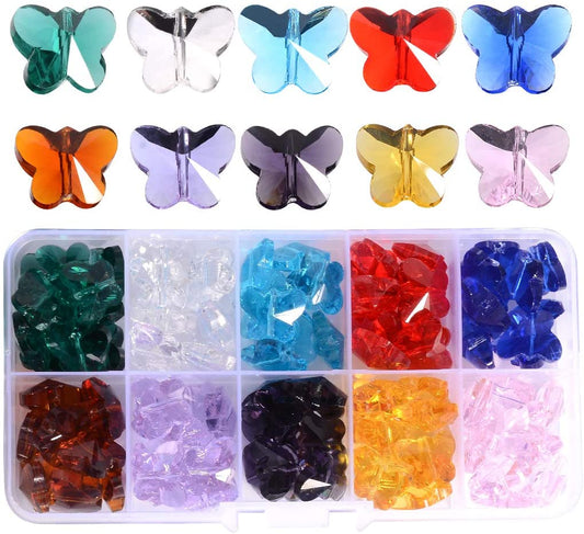 14mm Colorful Butterfly Beads for Jewelry Making (100 pcs)