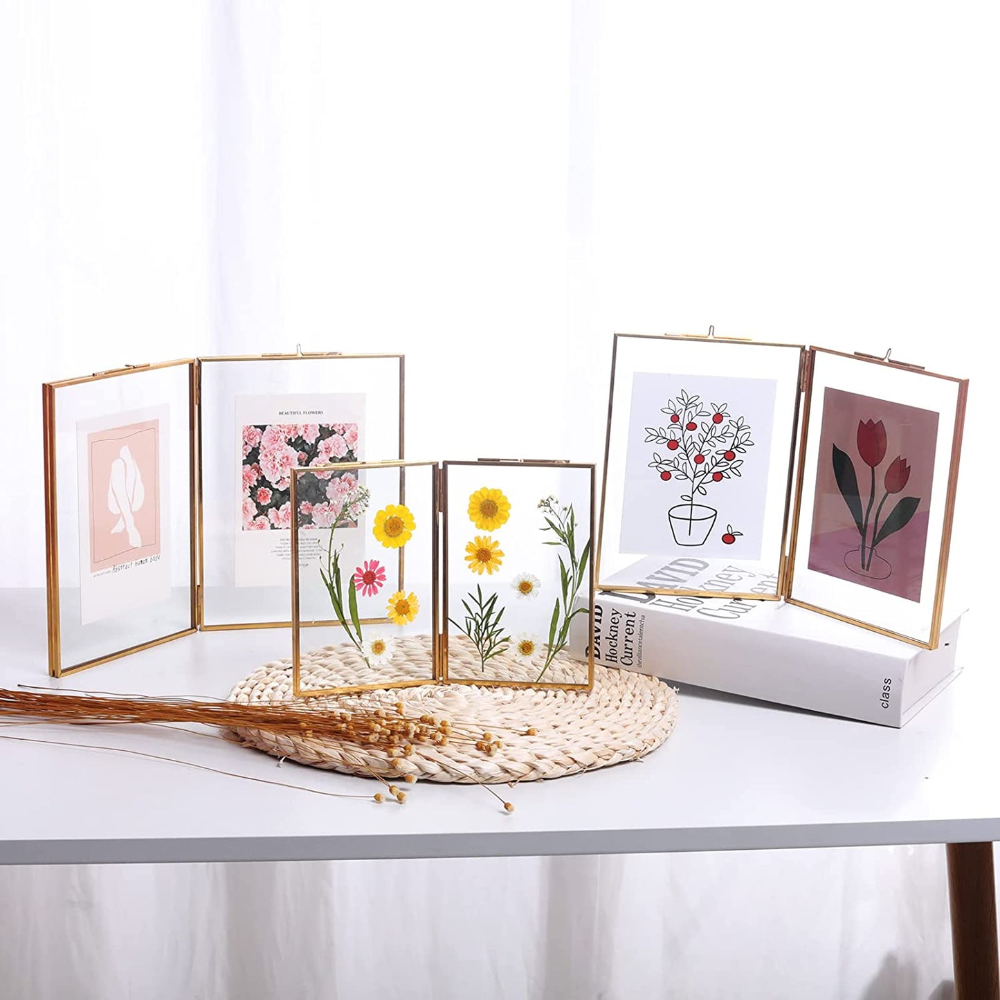 6"x8" Double Folding Gold Brass Photo Frame