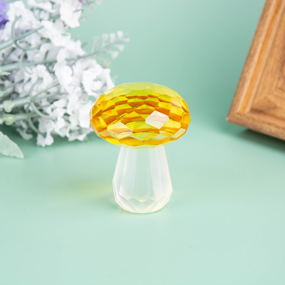 Red Crystal Mushroom Figurine Paperweight