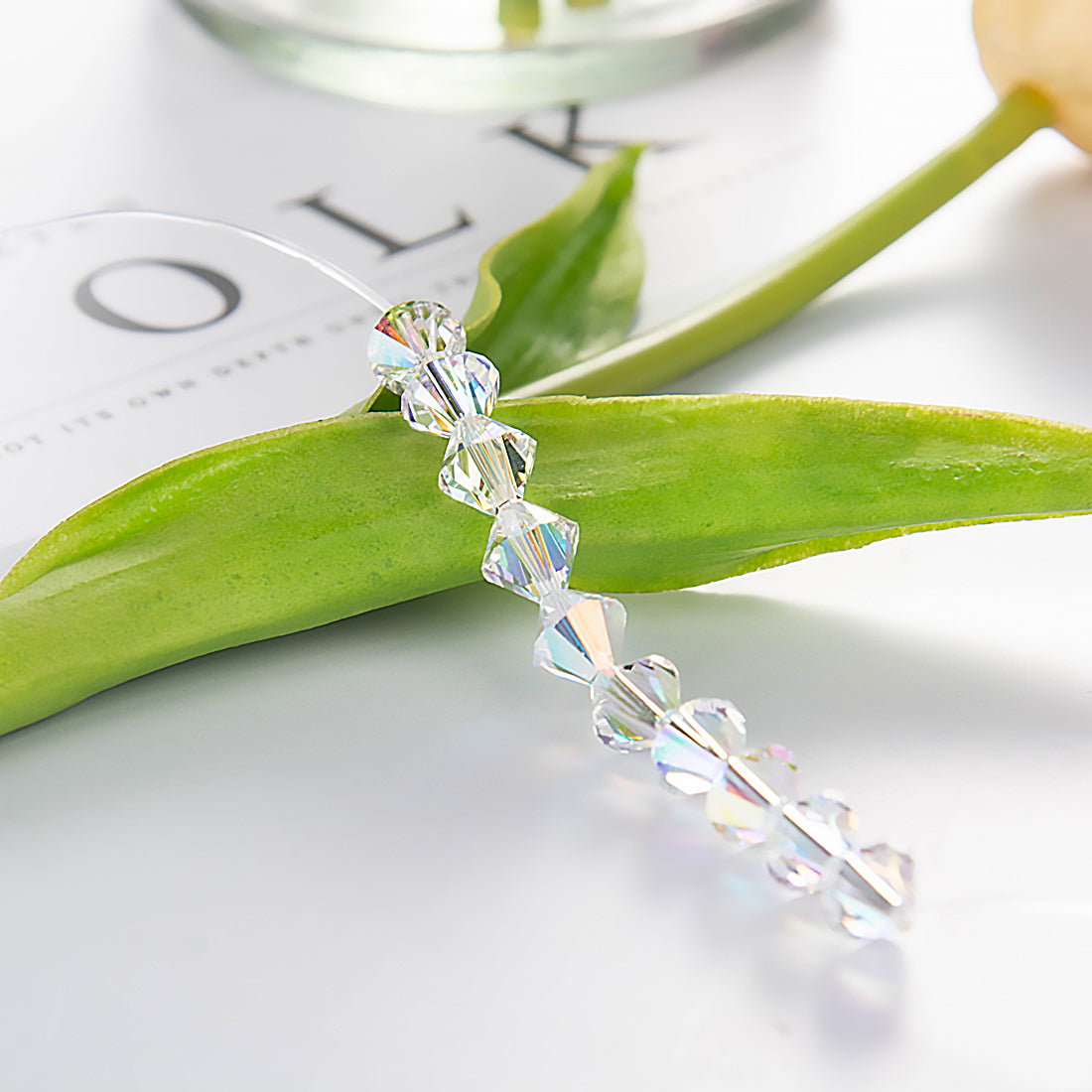 8mm AB Crystal Bicone Beads with Vertical Hole (84 pcs)